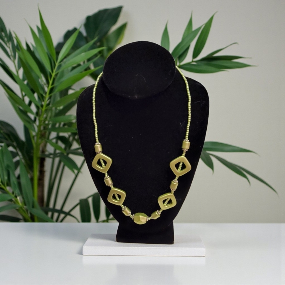 Fashion Jewelry Gold-Tone Geometric Bead Necklace
